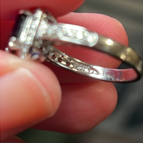 Vintage Asscher Cut blue sapphire with Halo sterling silver 925 ring - Picture 8 of 9